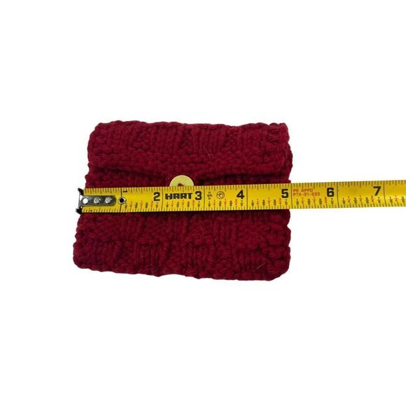 Handmade Crochet Knit Purse Set Red & Pink Yarn Button Shoulder Bag & Coin Pouch - Picture 6 of 11